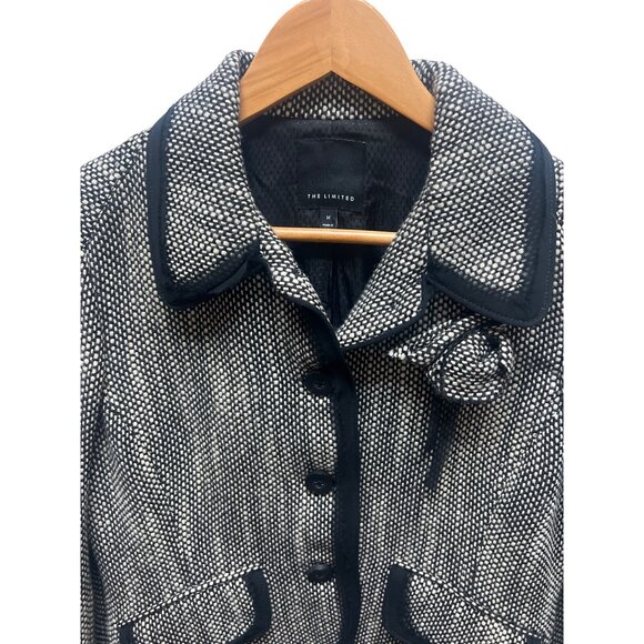 The Limited Black and Gray Tweed Floral Applique Tweed Wool Blend Blazer - Picture 3 of 8